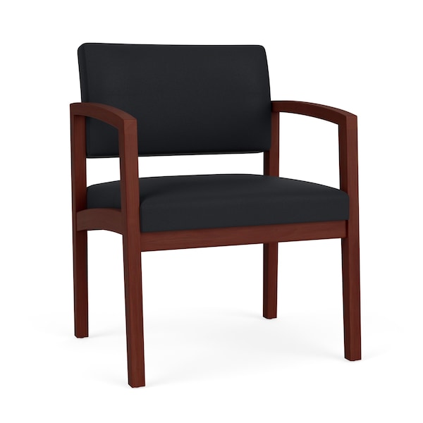 Lesro Lenox Wood Wide Guest Chair Wood Frame, Mahogany, MD Black Upholstery LW1201 - main